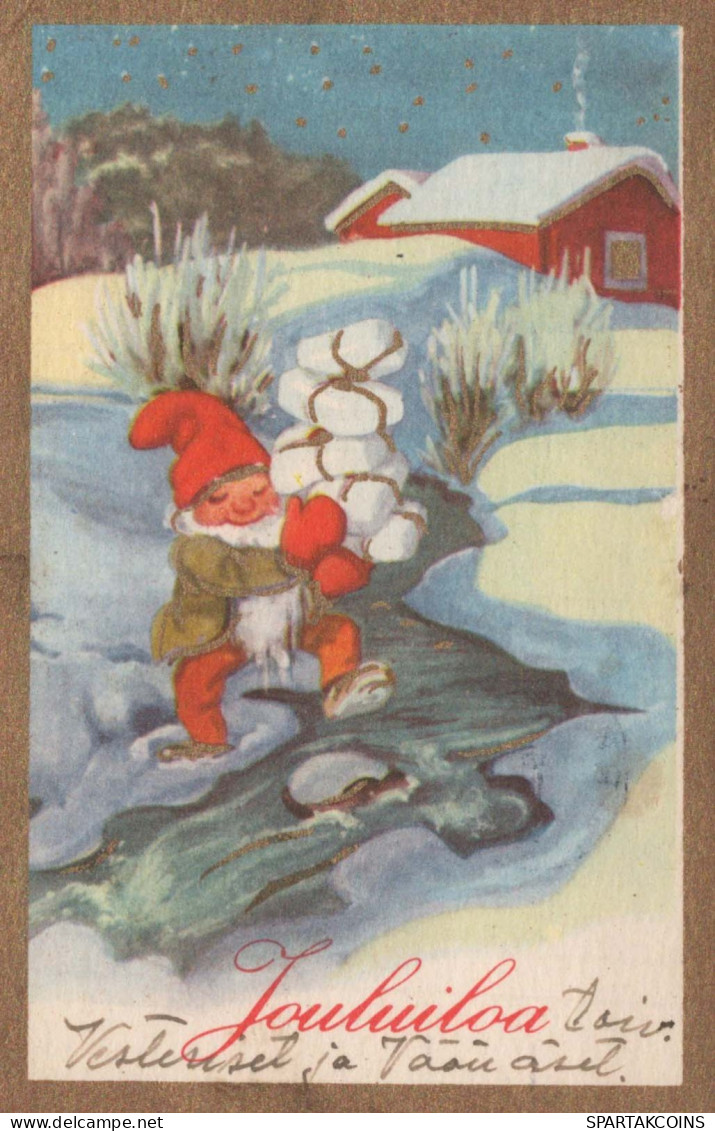 BABBO NATALE Buon Anno Natale GNOME Vintage Cartolina CPSMPF #PKD477.A - Kerstman