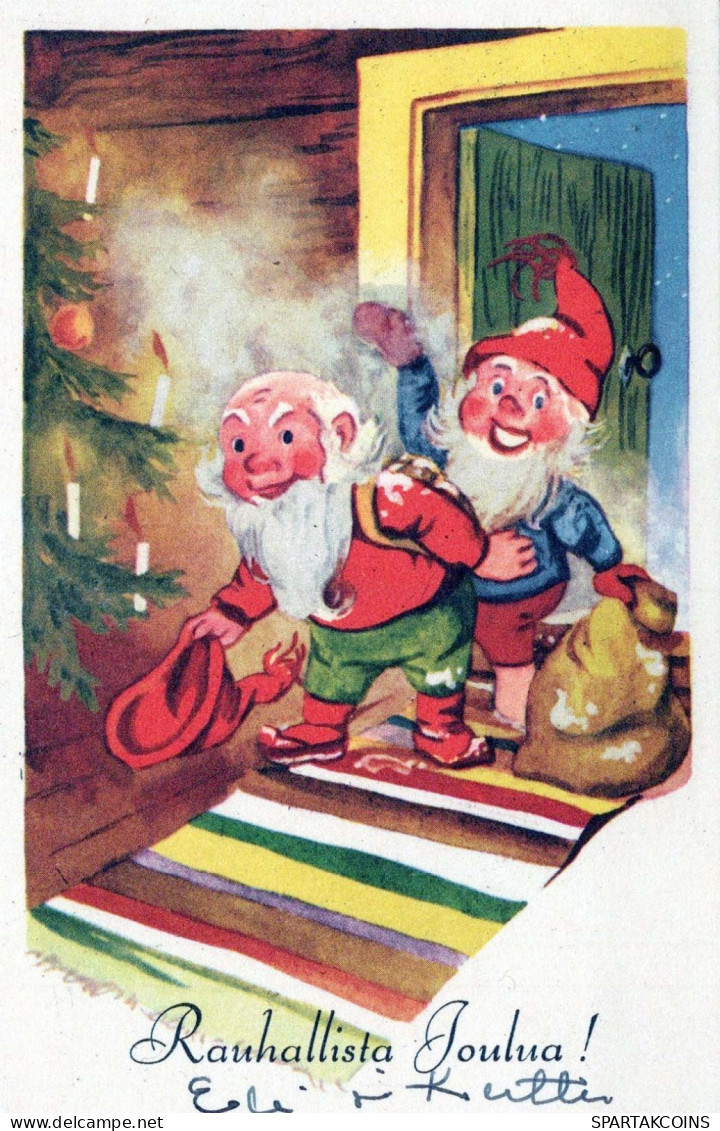 BABBO NATALE Buon Anno Natale GNOME Vintage Cartolina CPSMPF #PKD347.A - Kerstman