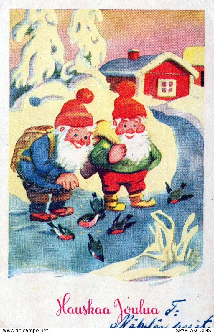 PÈRE NOËL Bonne Année Noël GNOME Vintage Carte Postale CPSMPF #PKD273.A - Kerstman