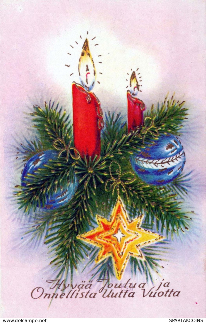 Buon Anno Natale CANDELA Vintage Cartolina CPSMPF #PKD077.A - Neujahr