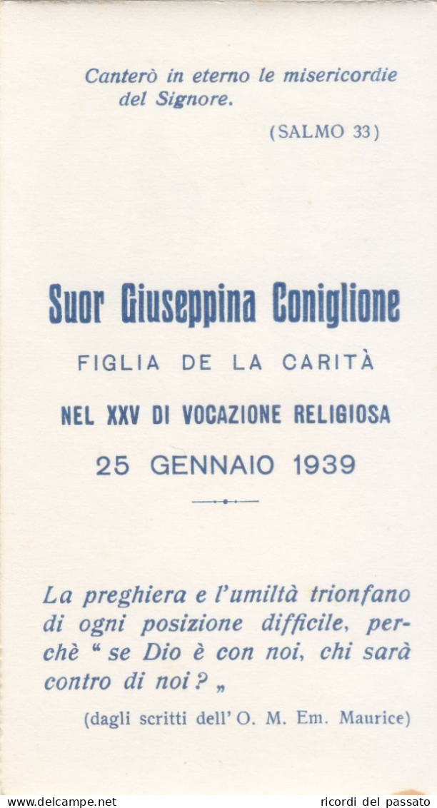 Santino Ricordo Figlia Della Carita' - 1939 - Images Religieuses