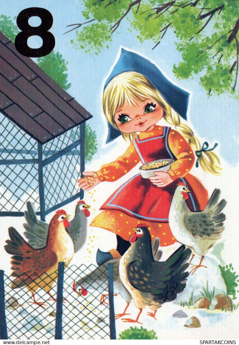 HAPPY BIRTHDAY 8 Year Old GIRL Children Vintage Postcard CPSM Unposted #PBU042.A - Anniversaire