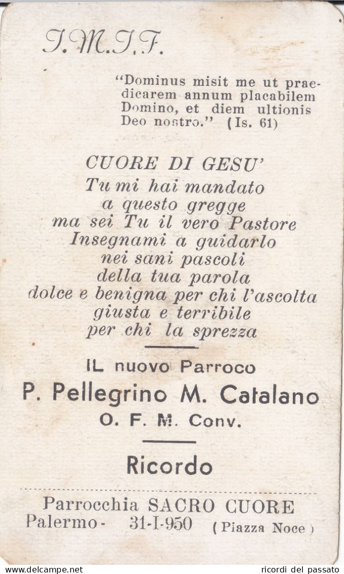 Santino Ricordo Nuovo Parroco - Palermo 1950 - Devotion Images