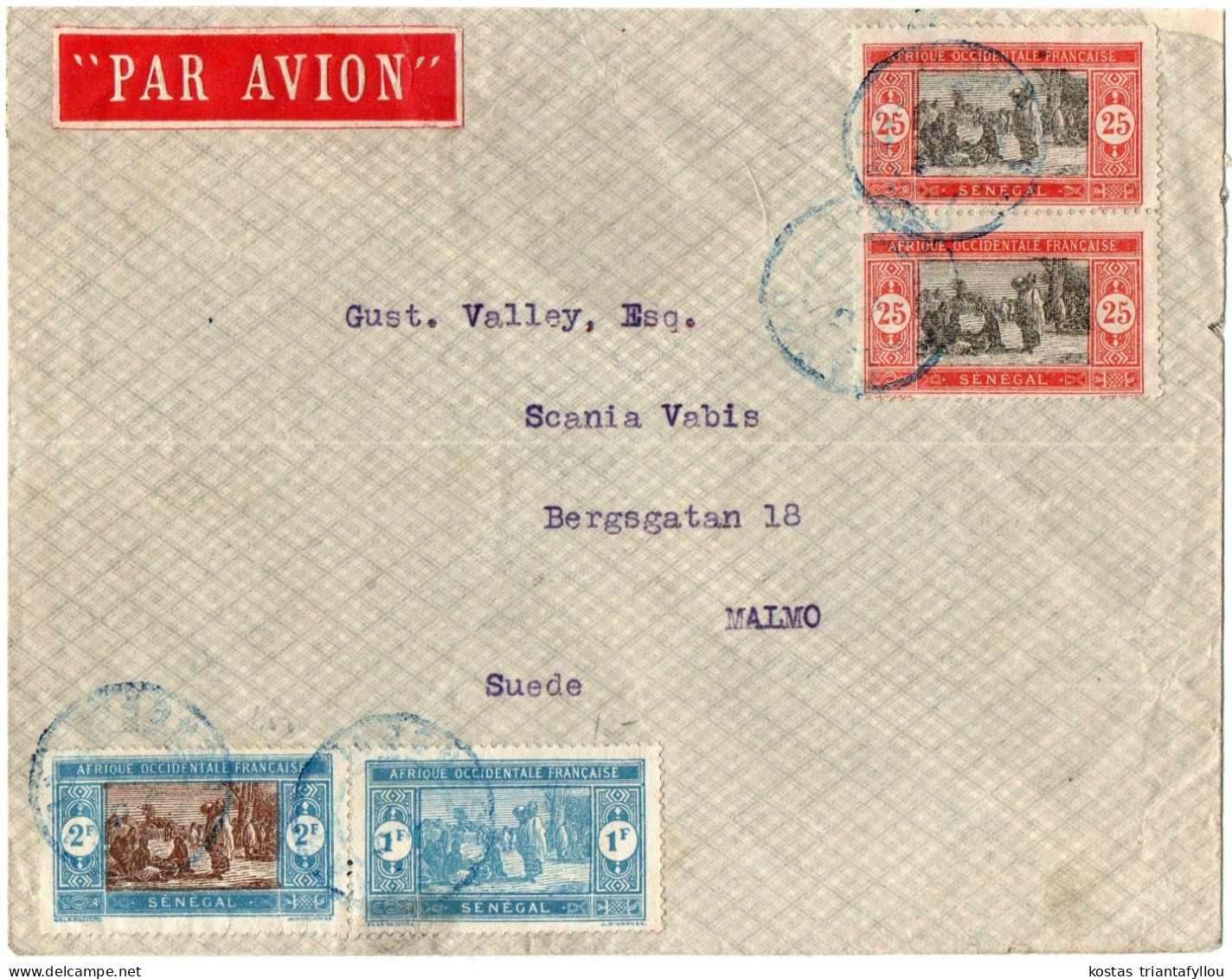 1,57 SENEGAL, AIR MAIL, COVER TO SWEDEN - Airmail