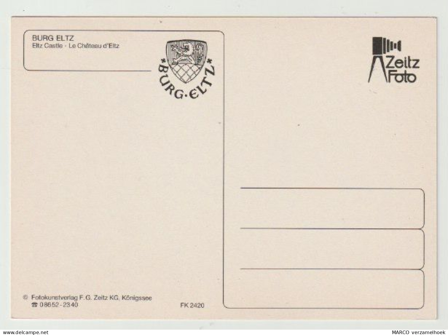 Postcard - Ansichtkaart Burg Eltz Wierschem (D) - Autres & Non Classés