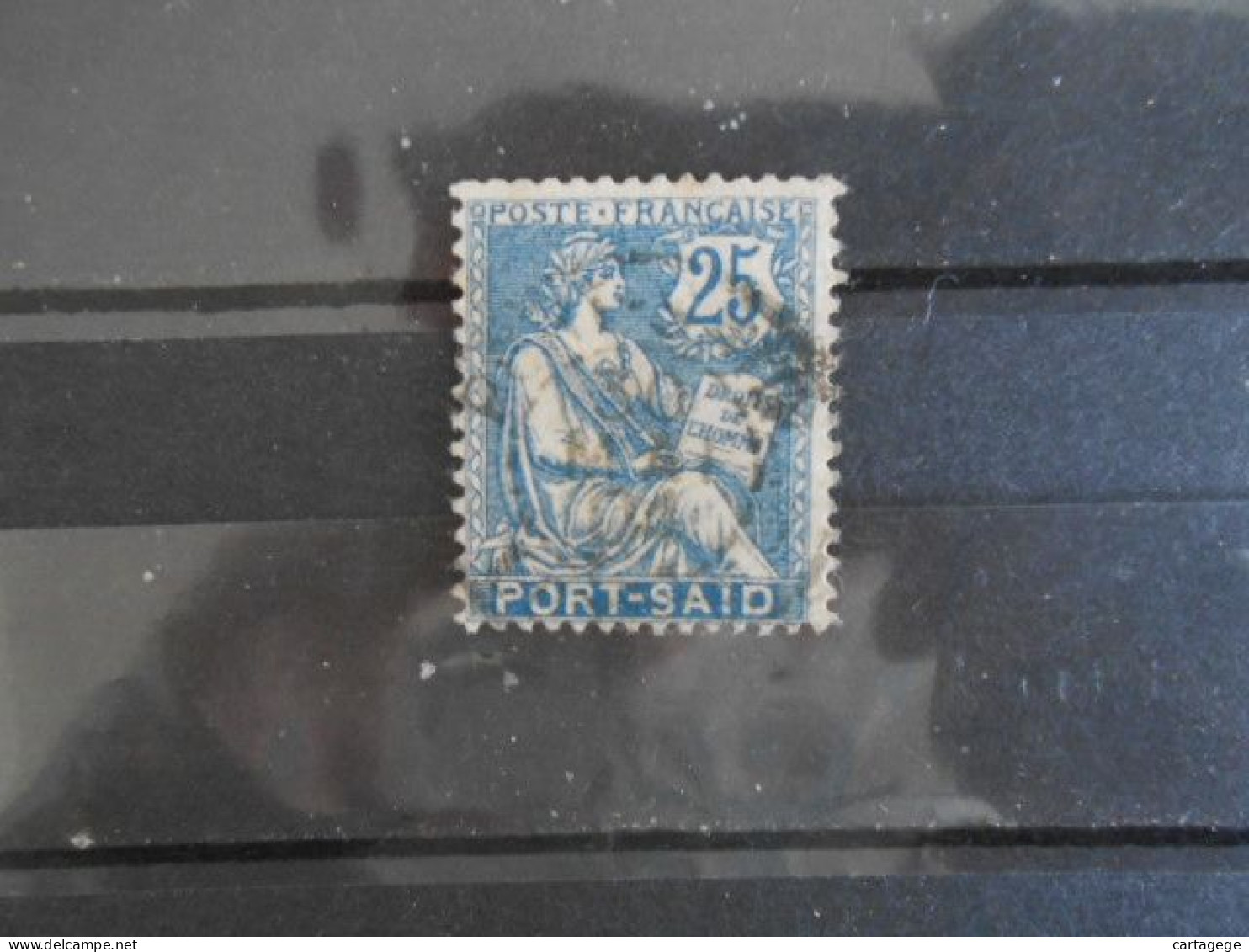 PORT-SAID YT 28 TYPE MOUCHON 25c. Bleu Clair - Oblitérés