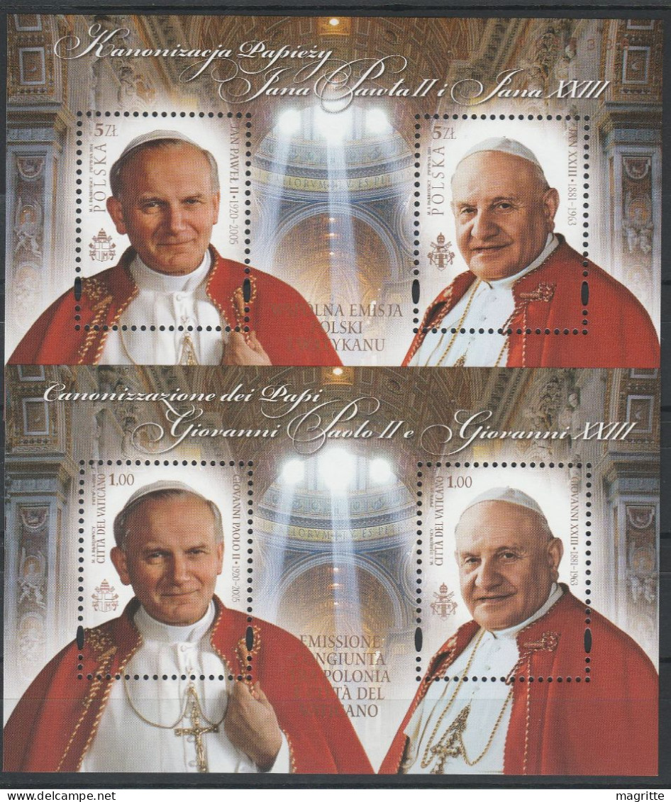 Pologne Vatican 2014 Emission Commune Canonisation Pape Jean Paul II Jean XXIII Poland Joint Issue John Paul II - Joint Issues