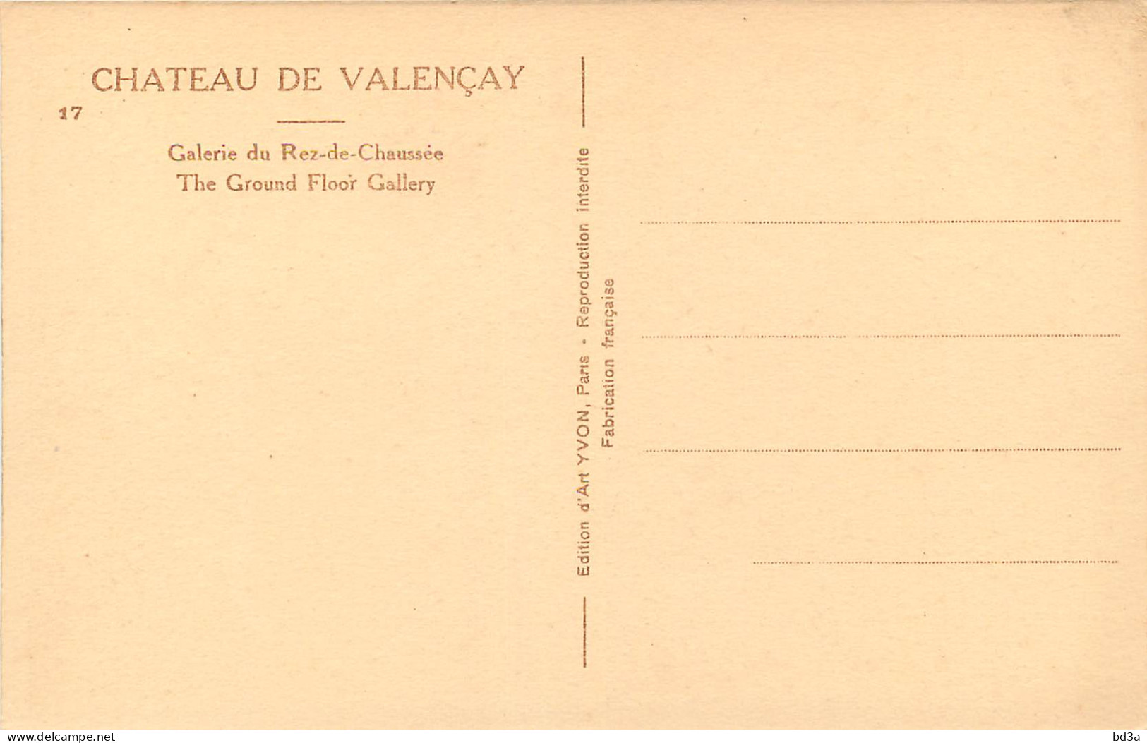 36 - CHÂTEAU  DE VALENCAY - GALERIE DU RES DE CHAUSSEE - Other & Unclassified