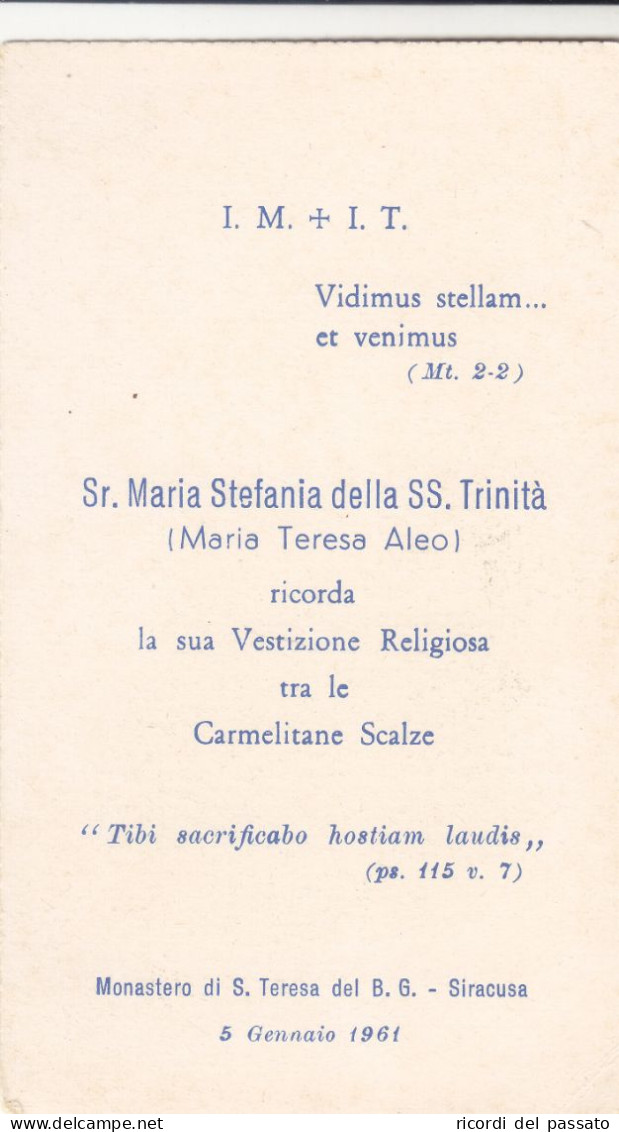 Santino Ricordo Vestizione Religiosa - Siracusa 1961 - Images Religieuses