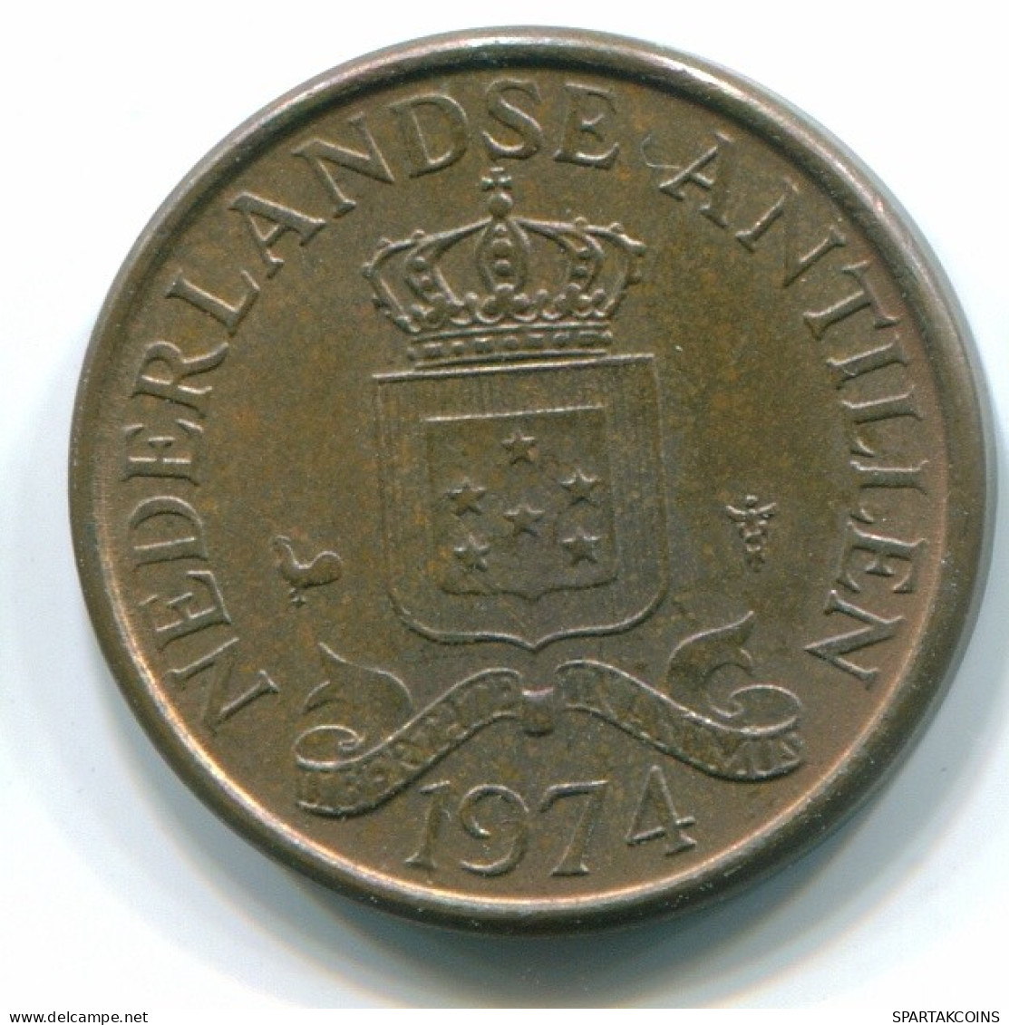 1 CENT 1974 NETHERLANDS ANTILLES Bronze Colonial Coin #S10656.U.A - Niederländische Antillen