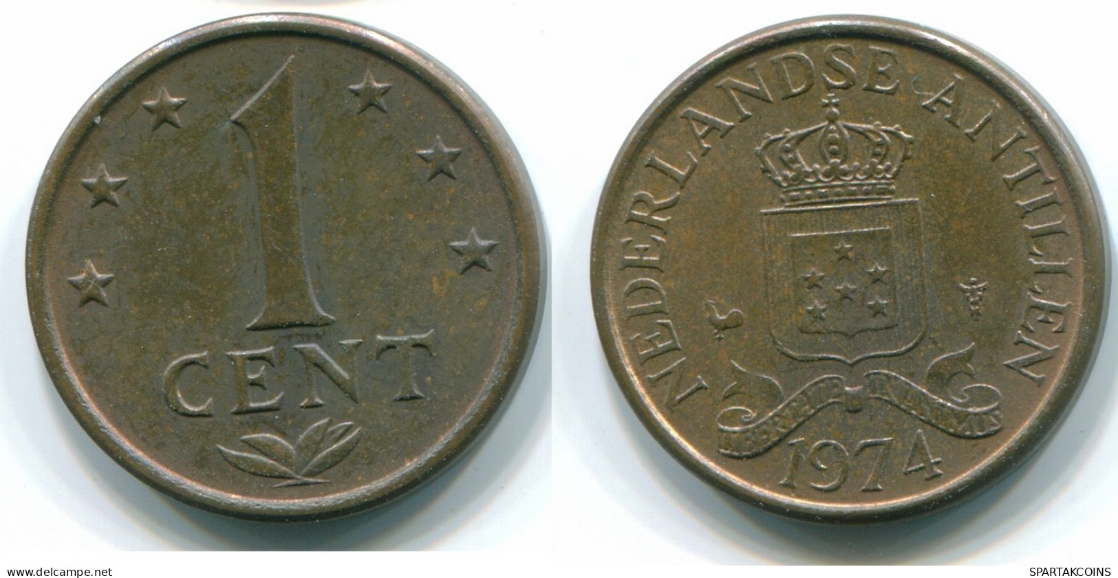 1 CENT 1974 NETHERLANDS ANTILLES Bronze Colonial Coin #S10656.U.A - Nederlandse Antillen