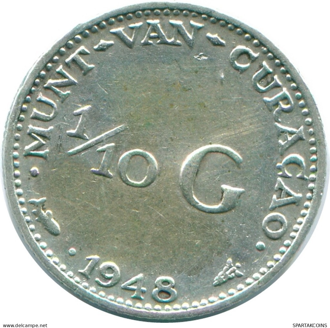 1/10 GULDEN 1948 CURACAO Netherlands SILVER Colonial Coin #NL11935.3.U.A - Curaçao
