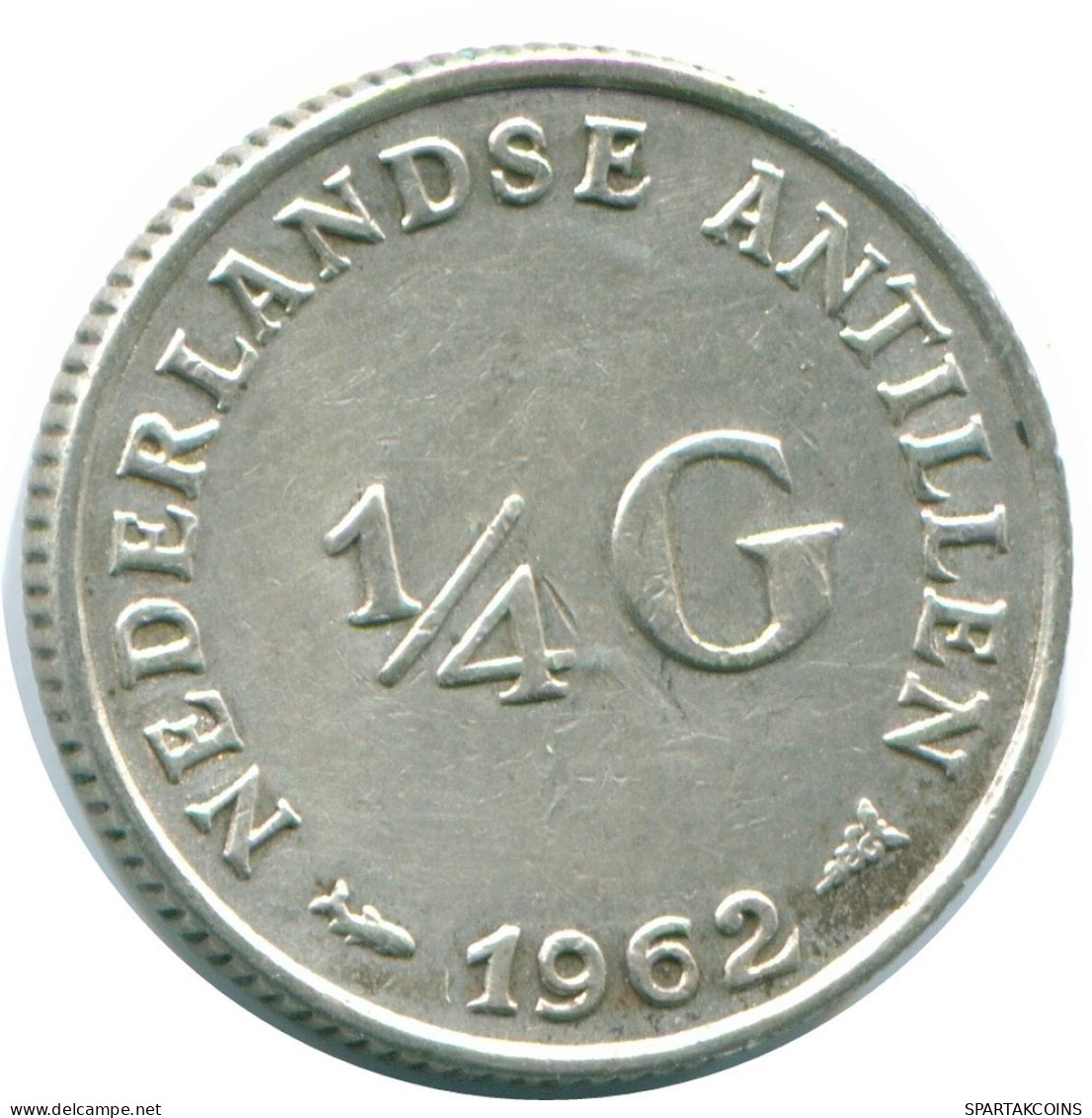 1/4 GULDEN 1962 NETHERLANDS ANTILLES SILVER Colonial Coin #NL11101.4.U.A - Niederländische Antillen