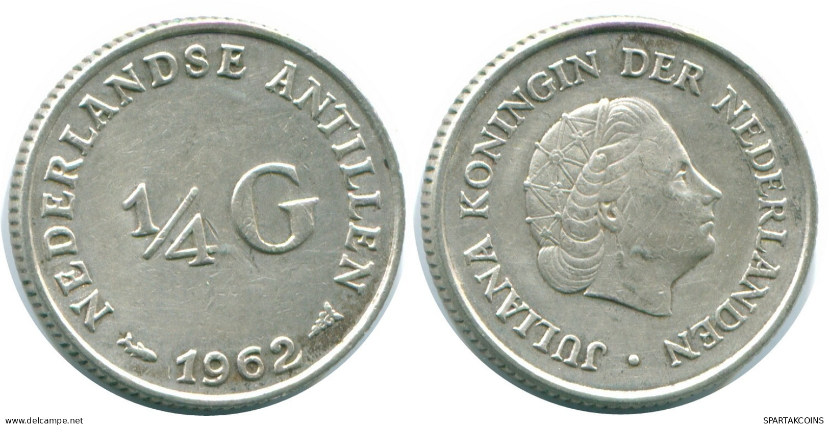 1/4 GULDEN 1962 NETHERLANDS ANTILLES SILVER Colonial Coin #NL11101.4.U.A - Niederländische Antillen