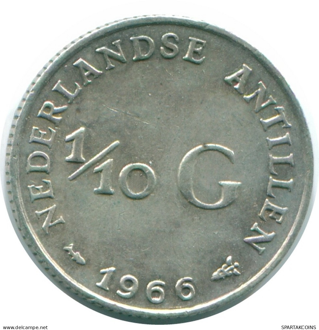 1/10 GULDEN 1966 ANTILLES NÉERLANDAISES ARGENT Colonial Pièce #NL12746.3.F.A - Antilles Néerlandaises