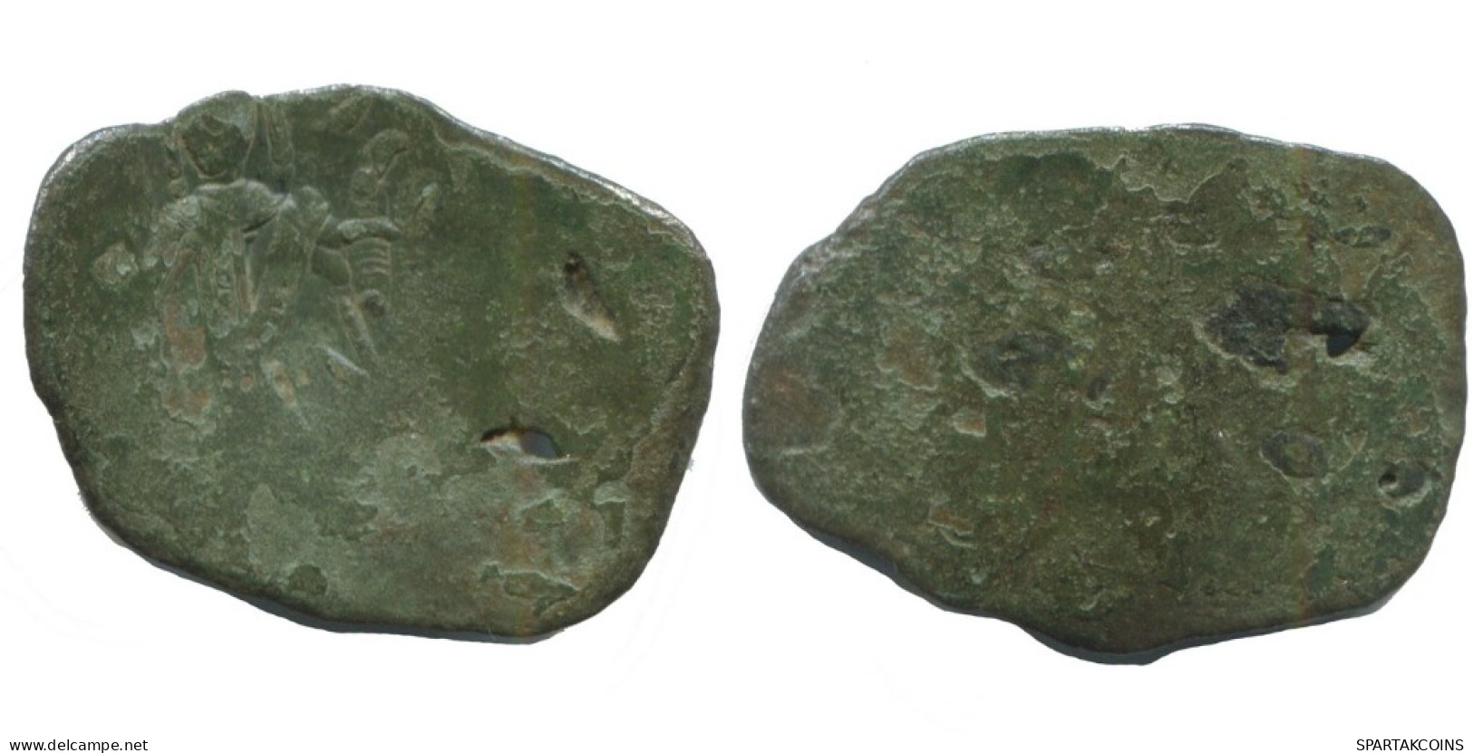Auténtico Original Antiguo BYZANTINE IMPERIO Trachy Moneda 1.3g/21mm #AG614.4.E.A - Byzantine