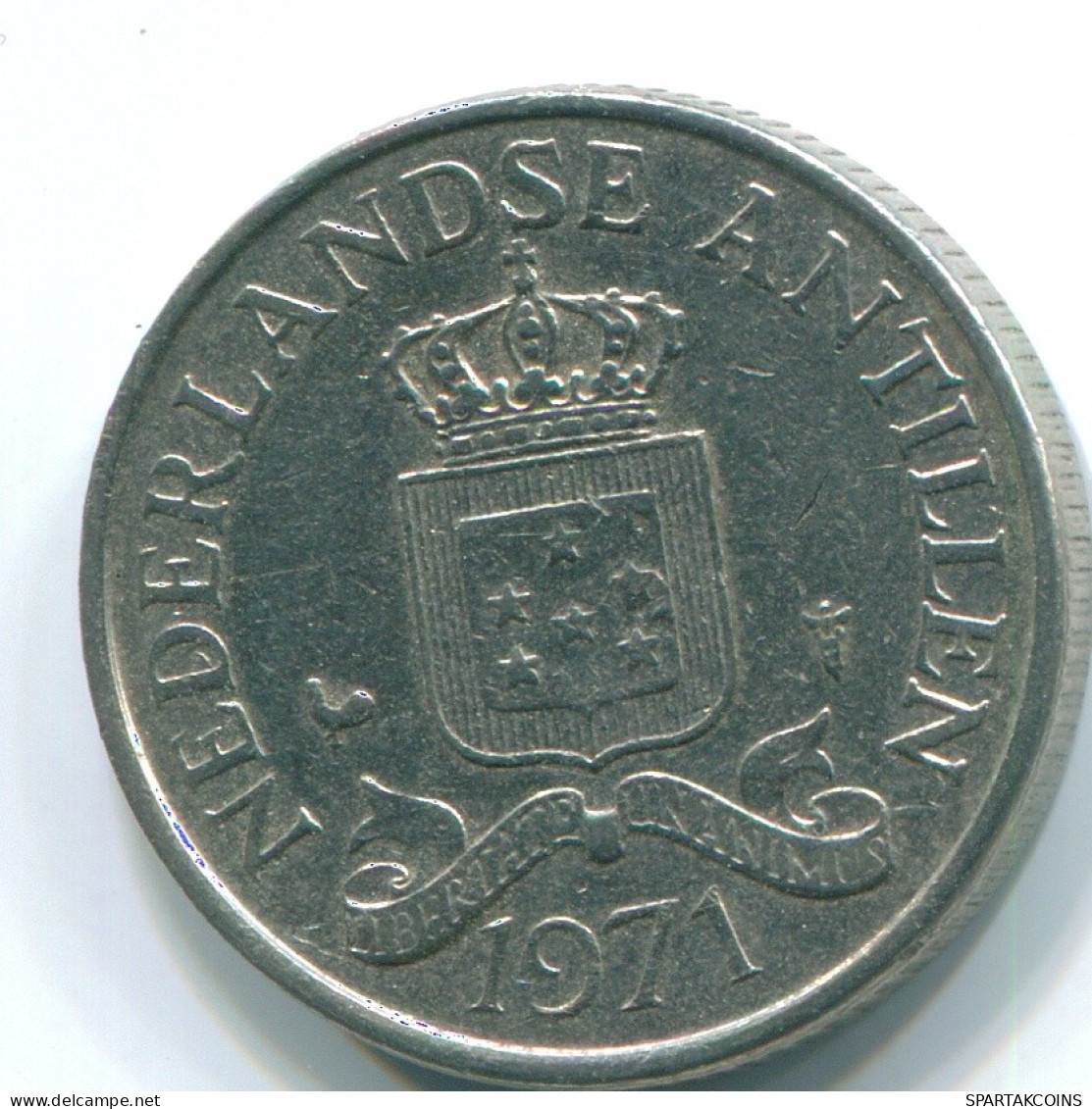 25 CENTS 1971 NIEDERLÄNDISCHE ANTILLEN Nickel Koloniale Münze #S11491.D.A - Antille Olandesi