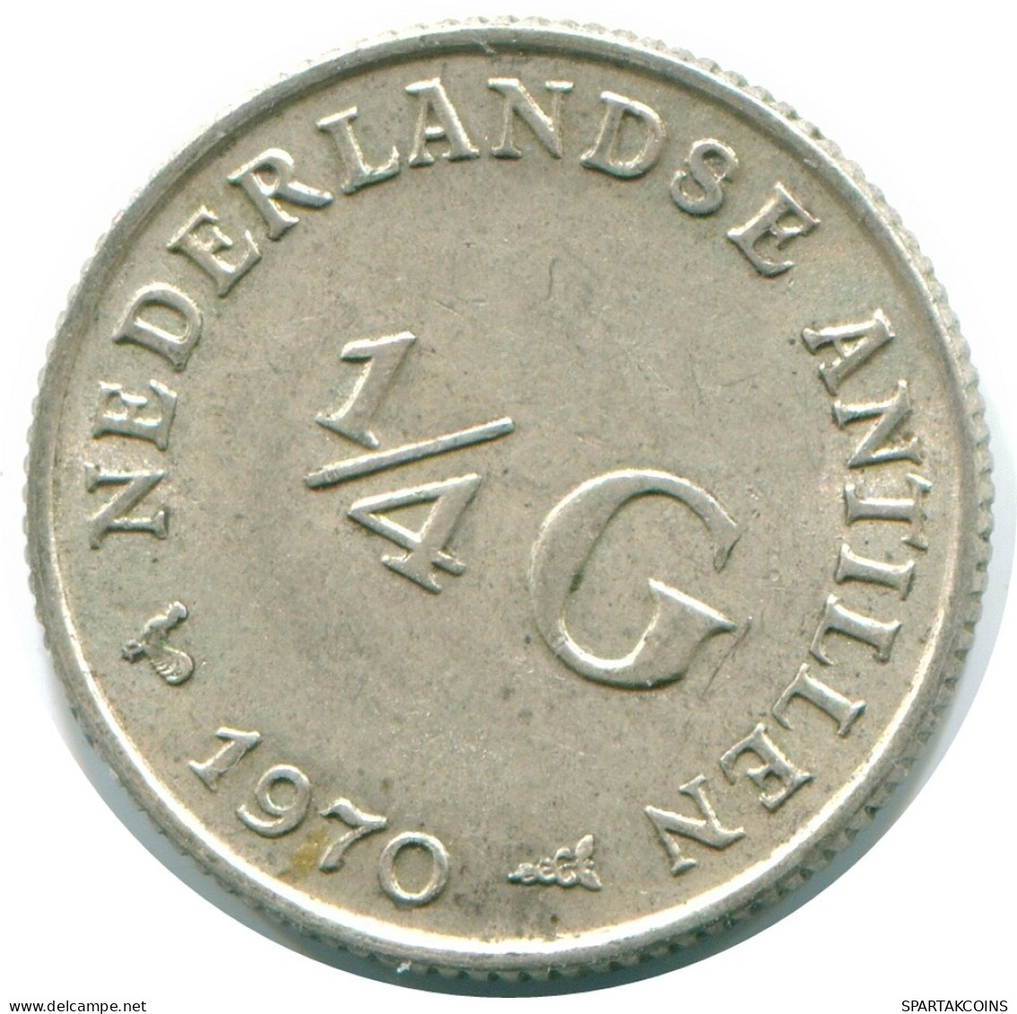 1/4 GULDEN 1970 NETHERLANDS ANTILLES SILVER Colonial Coin #NL11639.4.U.A - Netherlands Antilles
