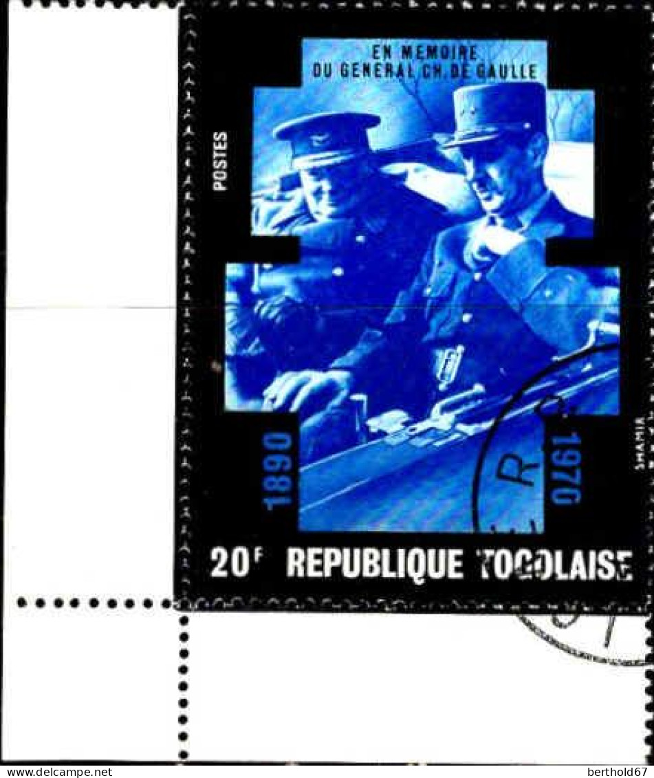 Togo (Rep) Poste Obl Yv: 699/702 En Mémoire Du Général De Gaulle Coin De Feuille (TB Cachet Rond) - Togo (1960-...)