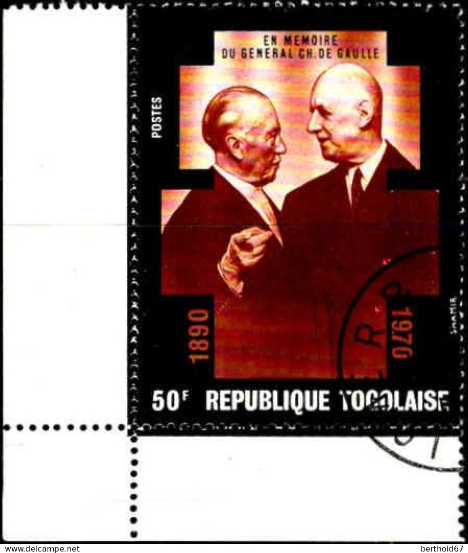 Togo (Rep) Poste Obl Yv: 699/702 En Mémoire Du Général De Gaulle Coin De Feuille (TB Cachet Rond) - Togo (1960-...)
