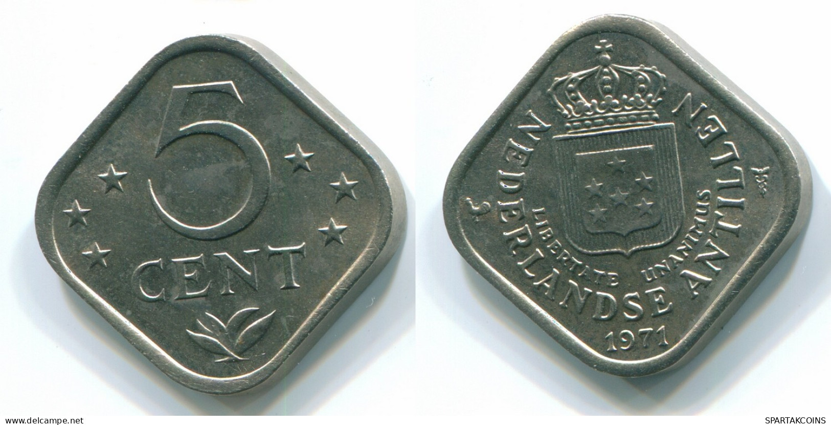 5 CENTS 1971 NIEDERLÄNDISCHE ANTILLEN Nickel Koloniale Münze #S12182.D.A - Antille Olandesi