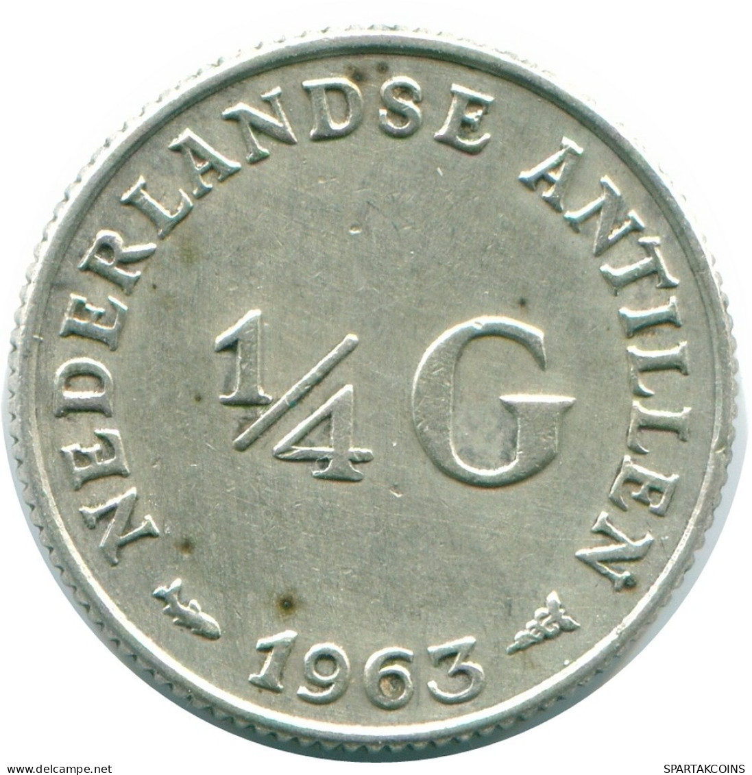 1/4 GULDEN 1963 ANTILLES NÉERLANDAISES ARGENT Colonial Pièce #NL11187.4.F.A - Netherlands Antilles