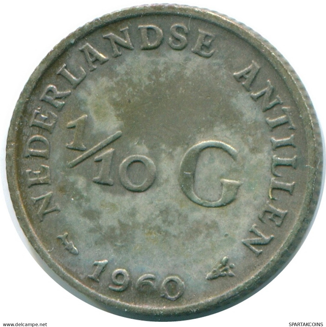 1/10 GULDEN 1960 NETHERLANDS ANTILLES SILVER Colonial Coin #NL12354.3.U.A - Netherlands Antilles