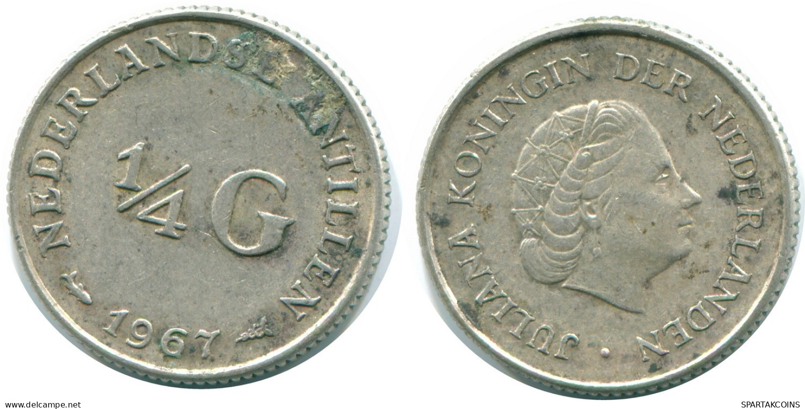 1/4 GULDEN 1967 ANTILLAS NEERLANDESAS PLATA Colonial Moneda #NL11546.4.E.A - Nederlandse Antillen