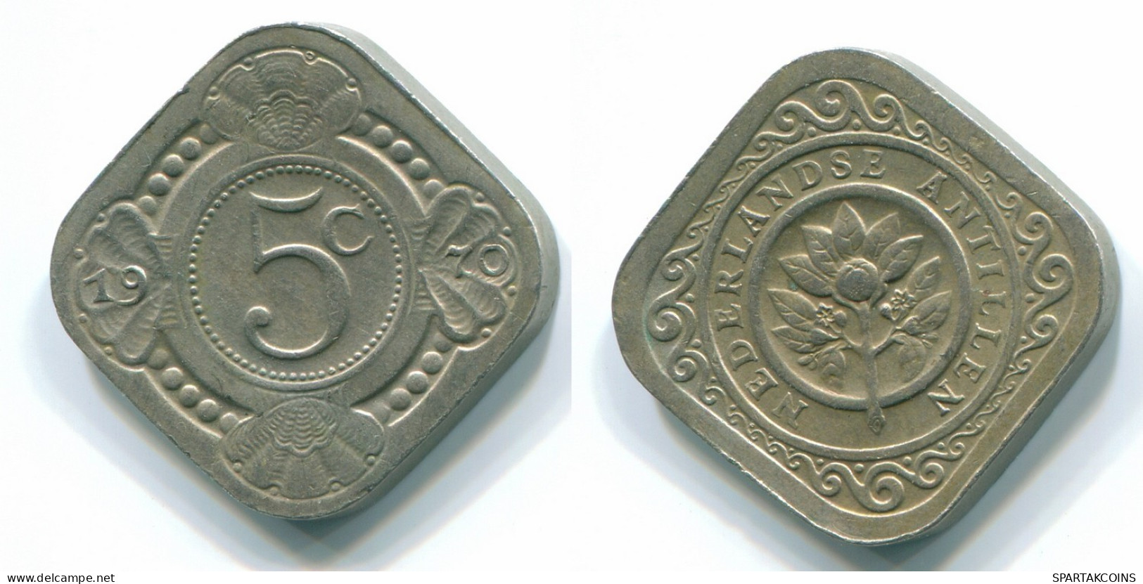 5 CENTS 1970 NIEDERLÄNDISCHE ANTILLEN Nickel Koloniale Münze #S12498.D.A - Netherlands Antilles