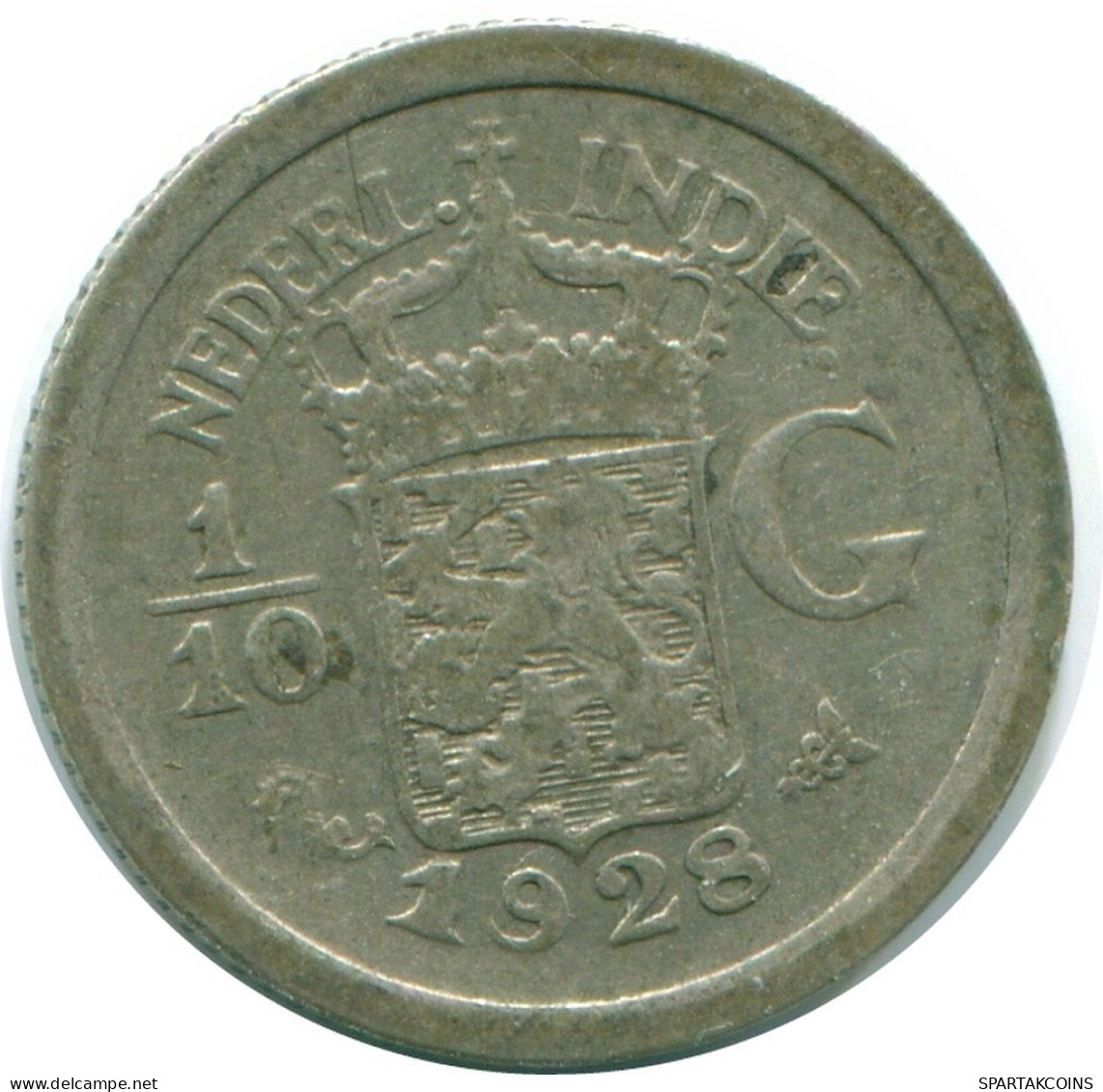 1/10 GULDEN 1928 INDES ORIENTALES NÉERLANDAISES ARGENT Colonial Pièce #NL13436.3.F.A - Indes Néerlandaises