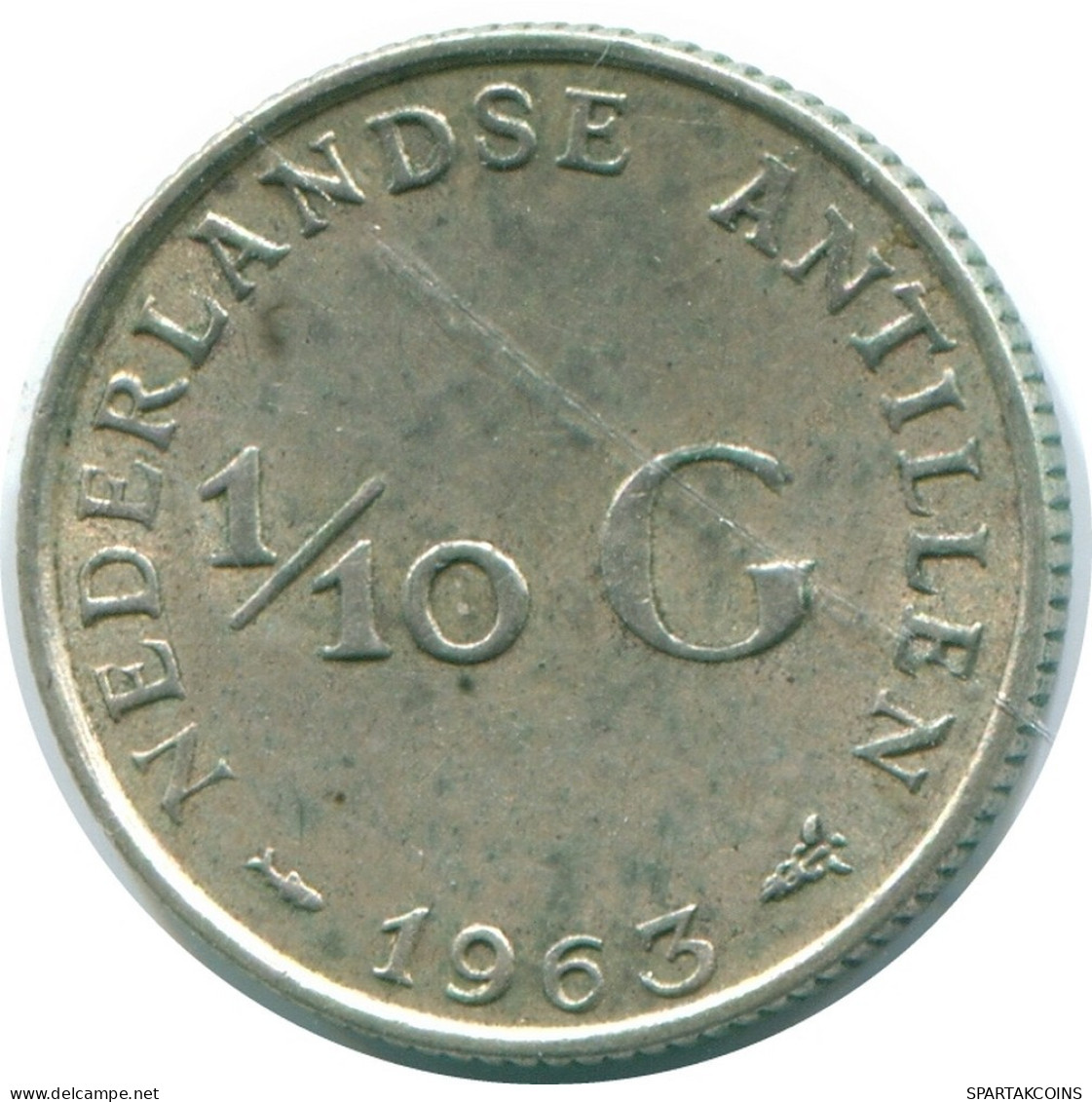 1/10 GULDEN 1963 ANTILLES NÉERLANDAISES ARGENT Colonial Pièce #NL12531.3.F.A - Netherlands Antilles