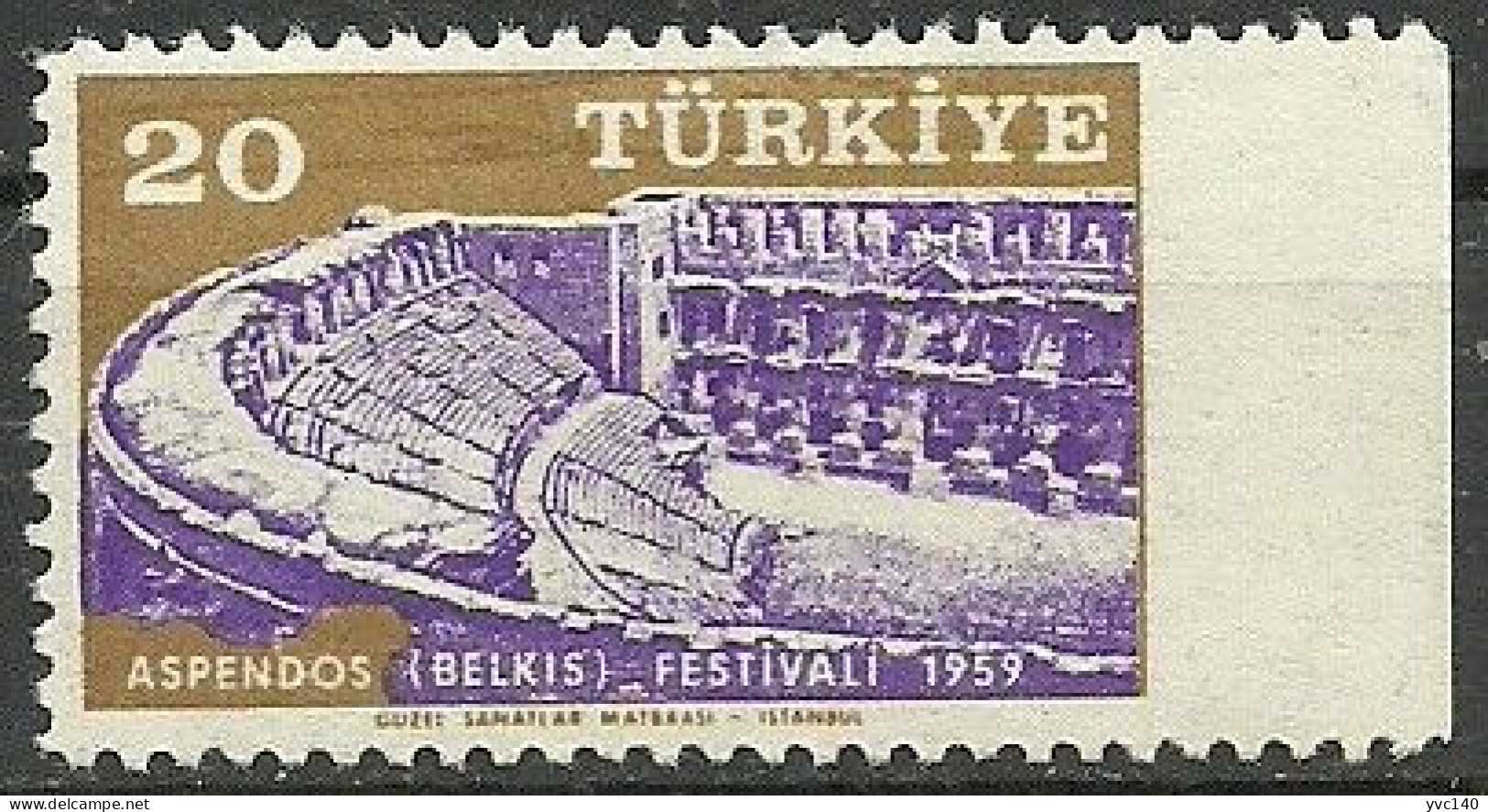 Turkey; 1959 Aspendos Festival ERROR "Imperf. Edge" - Unused Stamps