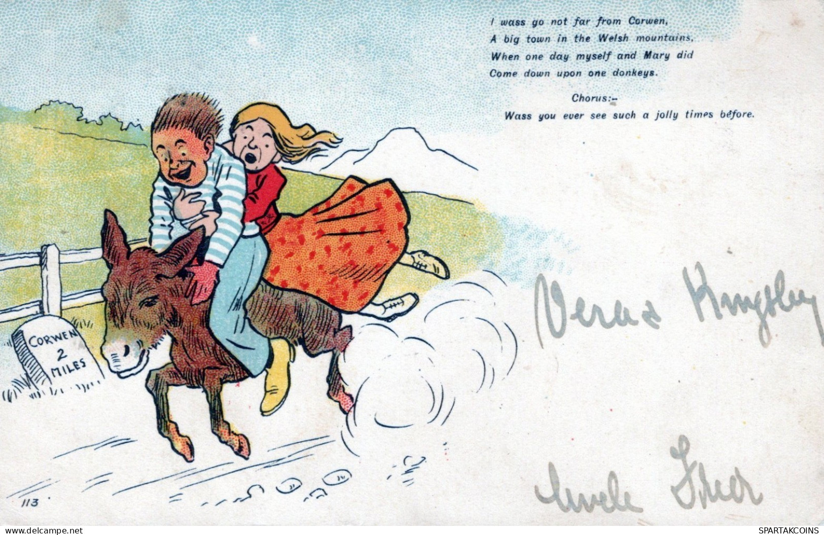 ÂNE Animaux Enfants Vintage Antique CPA Carte Postale #PAA120.A - Anes