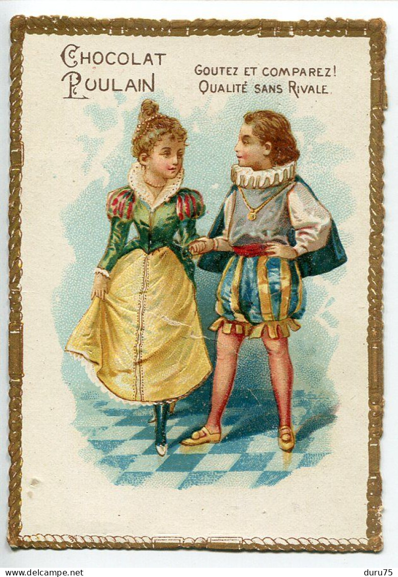 CHROMO IMAGE * CHOCOLAT POULAIN Couple Enfant Fille Garçon En Costume De Cour Henri IV - Petite Déchirure - Poulain