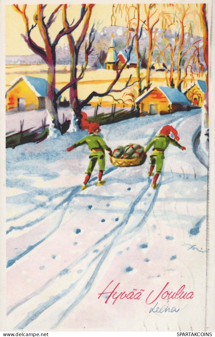 Feliz Año Navidad NIÑOS Vintage Tarjeta Postal CPSMPF #PKG520.A - Nieuwjaar