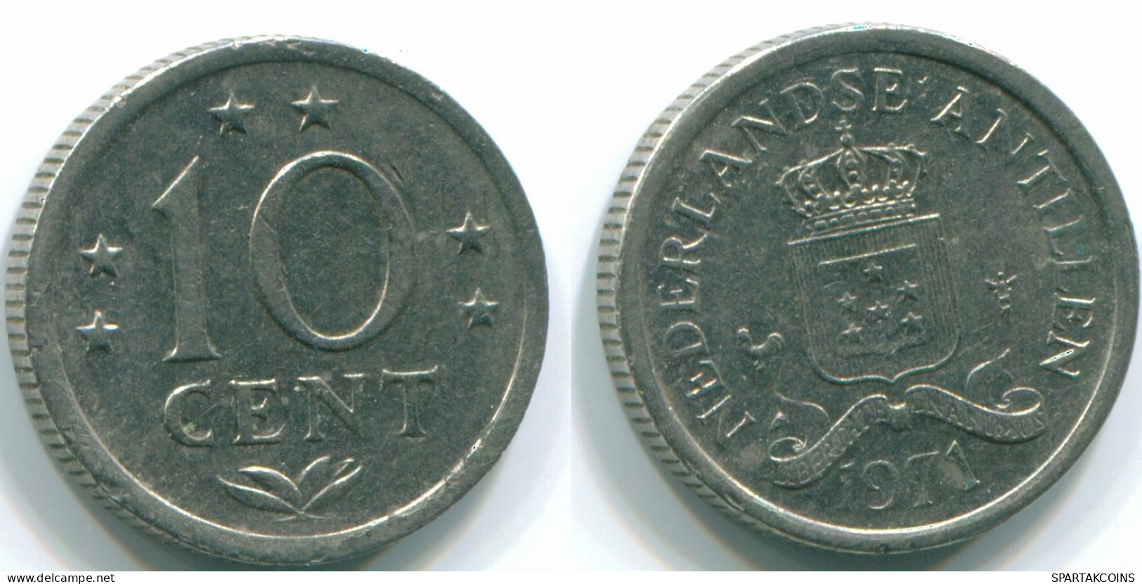 10 CENTS 1971 ANTILLES NÉERLANDAISES Nickel Colonial Pièce #S13451.F.A - Antillas Neerlandesas