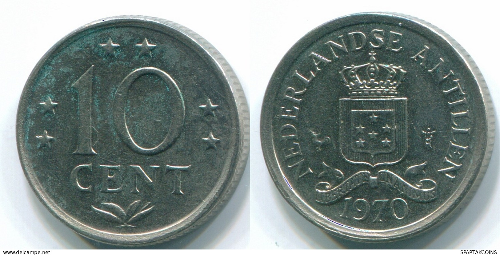 10 CENTS 1970 NIEDERLÄNDISCHE ANTILLEN Nickel Koloniale Münze #S13360.D.A - Nederlandse Antillen