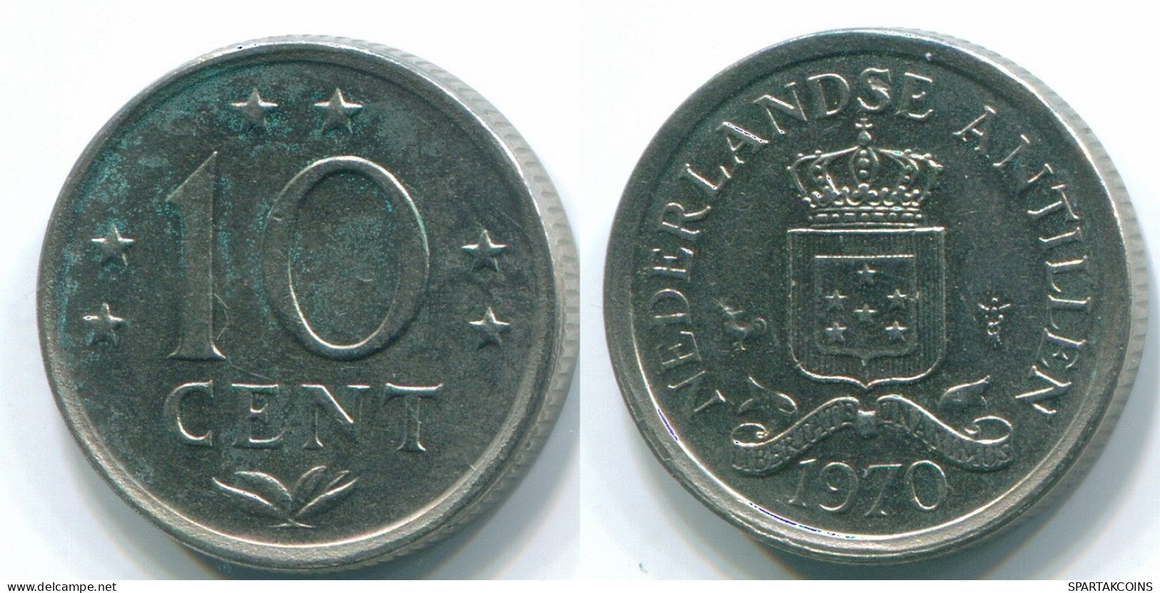 10 CENTS 1970 NIEDERLÄNDISCHE ANTILLEN Nickel Koloniale Münze #S13360.D.A - Niederländische Antillen