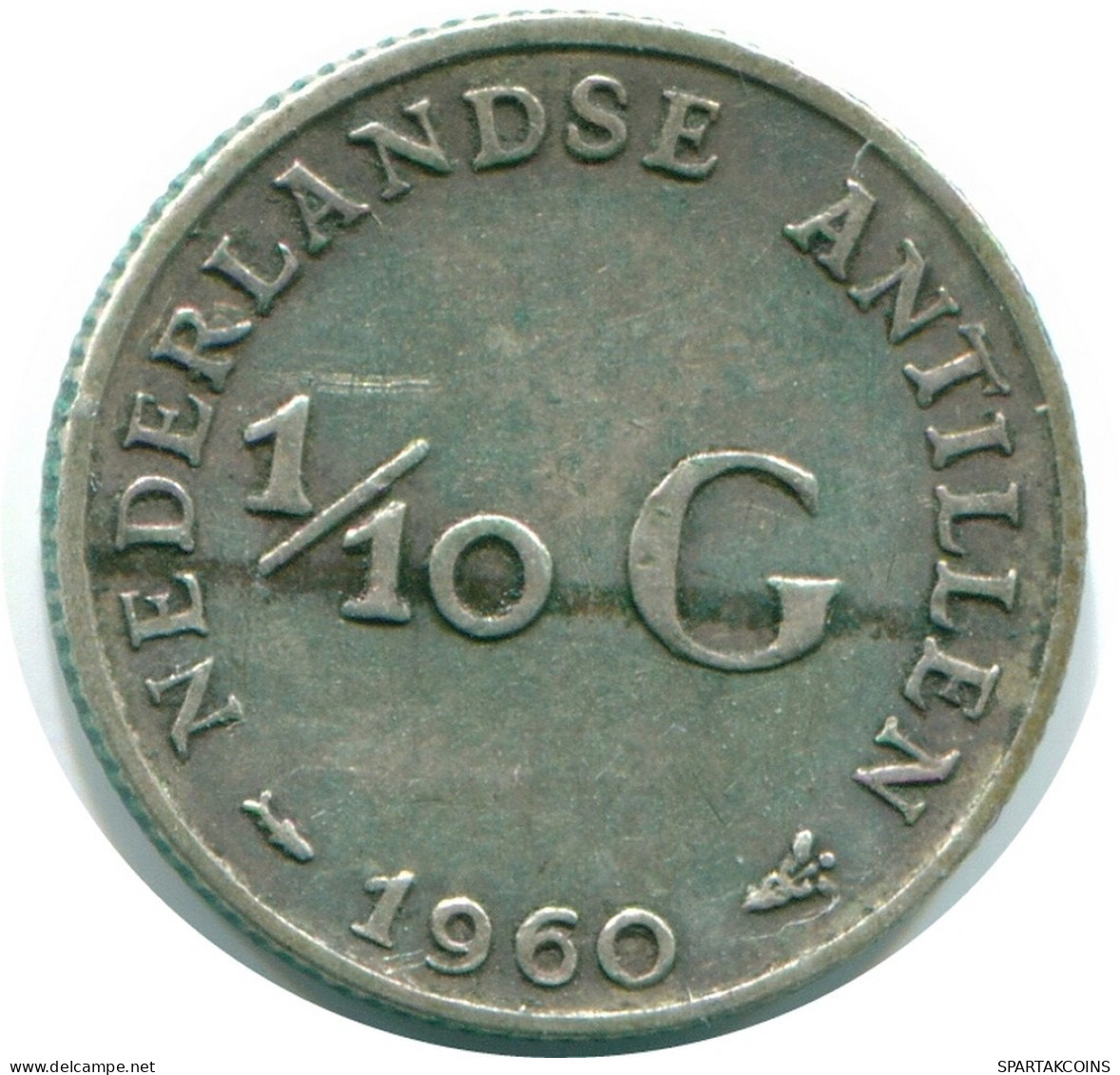 1/10 GULDEN 1960 NIEDERLÄNDISCHE ANTILLEN SILBER Koloniale Münze #NL12306.3.D.A - Niederländische Antillen