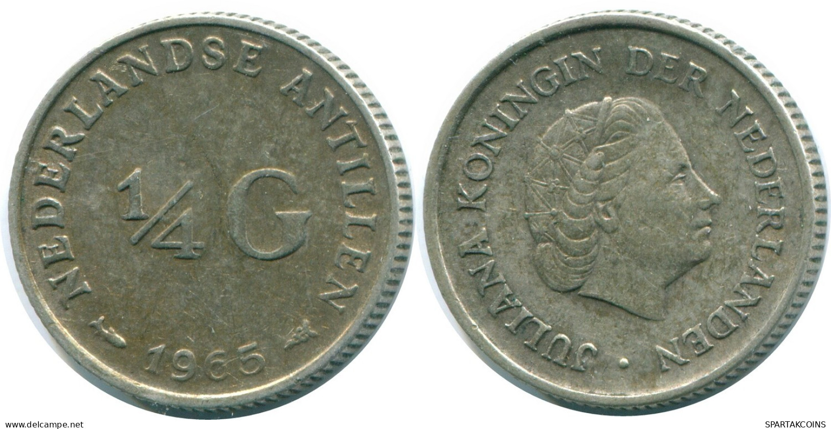 1/4 GULDEN 1965 NIEDERLÄNDISCHE ANTILLEN SILBER Koloniale Münze #NL11394.4.D.A - Nederlandse Antillen