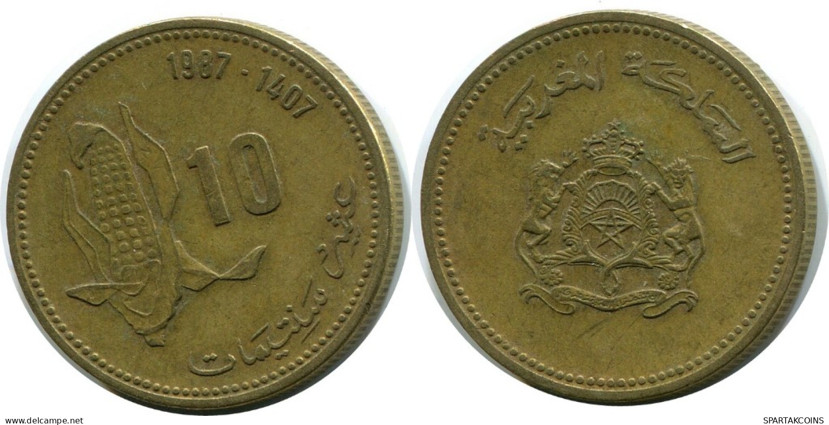 10 CENTIMES 1987 MARRUECOS MOROCCO Hassan II Moneda #AH840.E.A - Marruecos