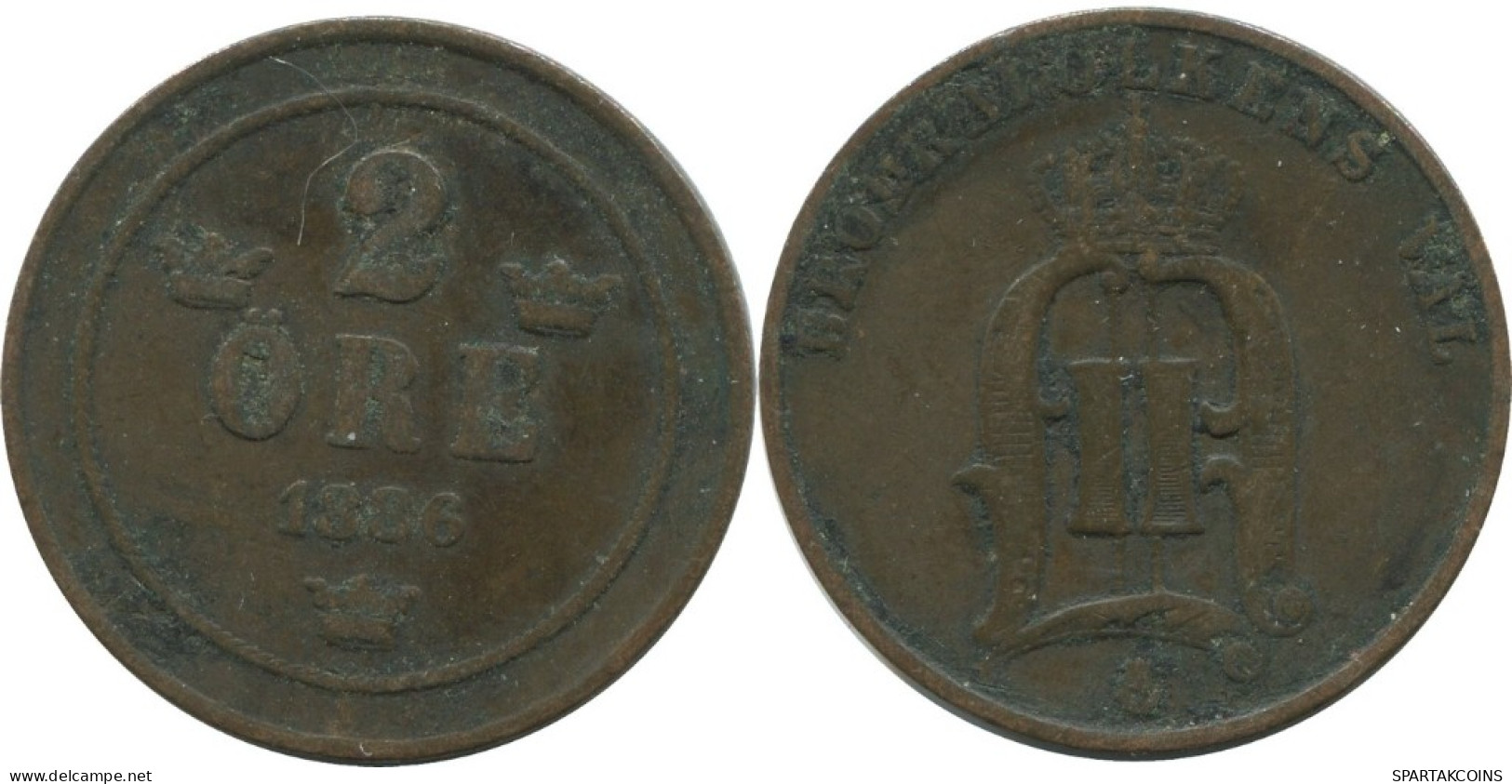 2 ORE 1886 SUECIA SWEDEN Moneda #AC915.2.E.A - Sweden