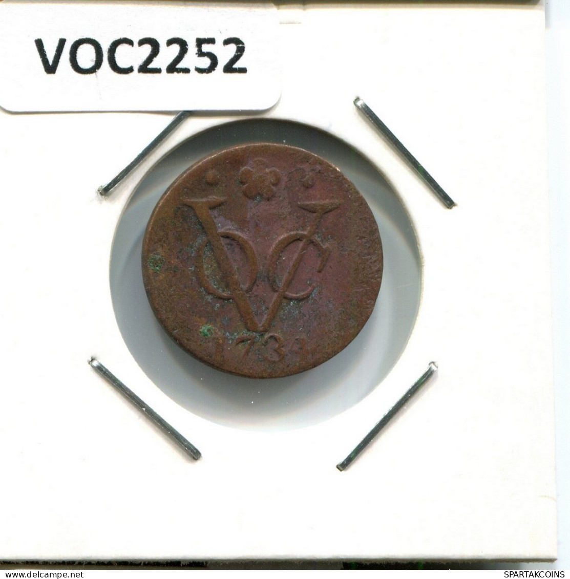 1734 HOLLAND VOC DUIT INDES NÉERLANDAIS NETHERLANDS NEW YORK COLONIAL PENNY #VOC2252.7.F.A - Indes Néerlandaises