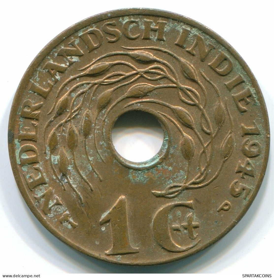 1 CENT 1945 P INDES ORIENTALES NÉERLANDAISES INDONÉSIE Bronze Colonial Pièce #S10455.F.A - Indes Neerlandesas