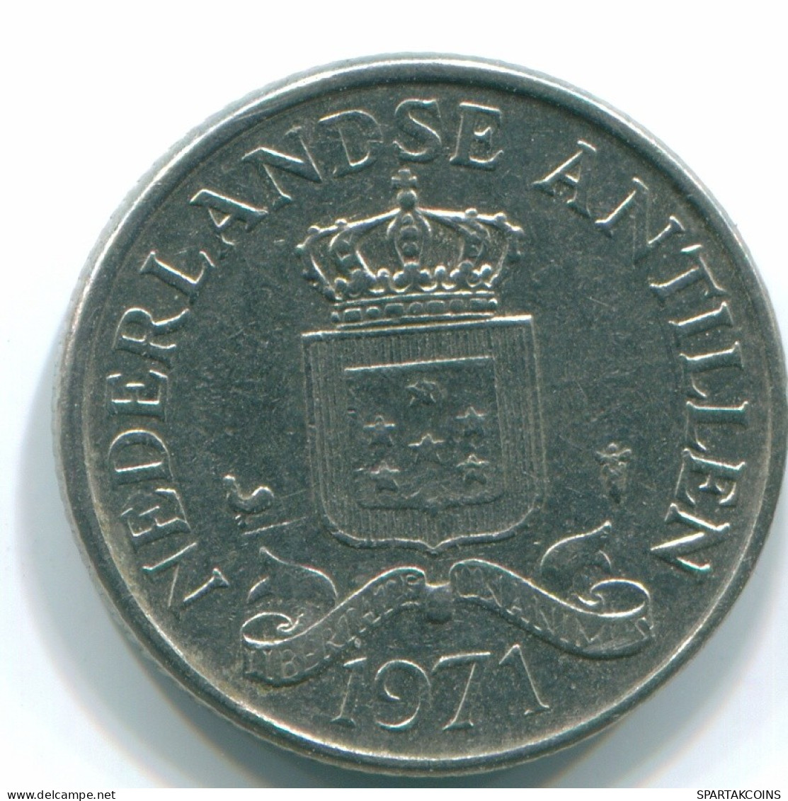 25 CENTS 1971 NETHERLANDS ANTILLES Nickel Colonial Coin #S11548.U.A - Niederländische Antillen