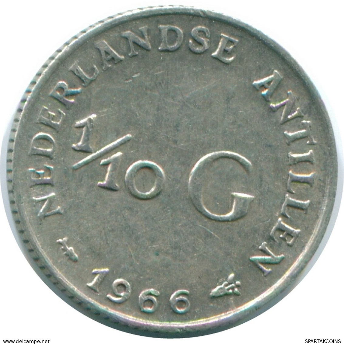 1/10 GULDEN 1966 ANTILLES NÉERLANDAISES ARGENT Colonial Pièce #NL12676.3.F.A - Niederländische Antillen