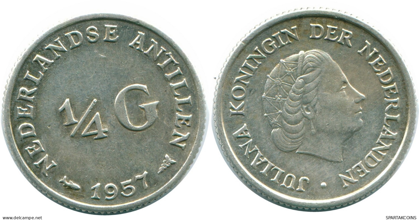 1/4 GULDEN 1957 NETHERLANDS ANTILLES SILVER Colonial Coin #NL10974.4.U.A - Antillas Neerlandesas