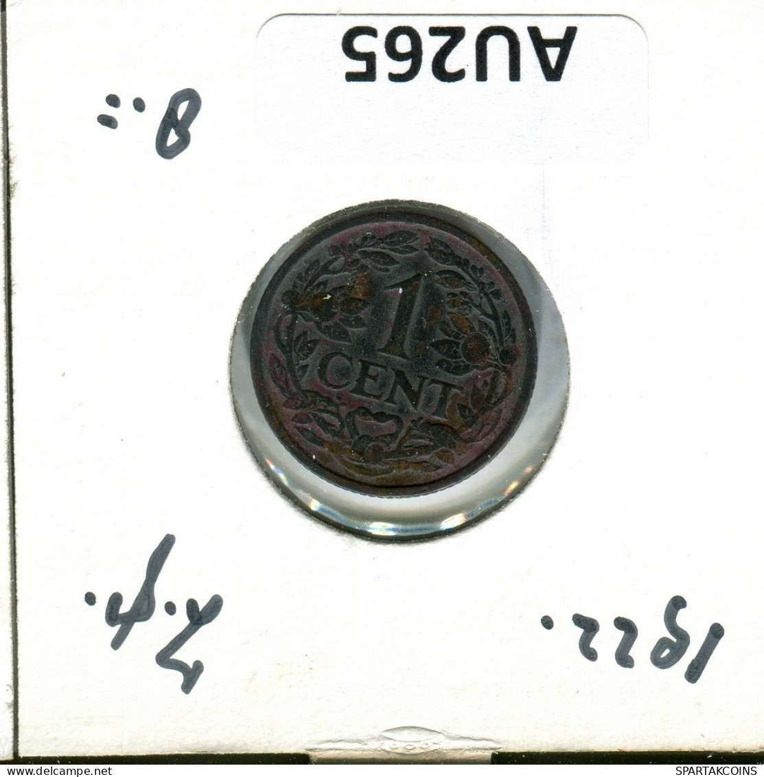 1 CENT 1922 NEERLANDÉS NETHERLANDS Moneda #AU265.E.A - 1 Cent
