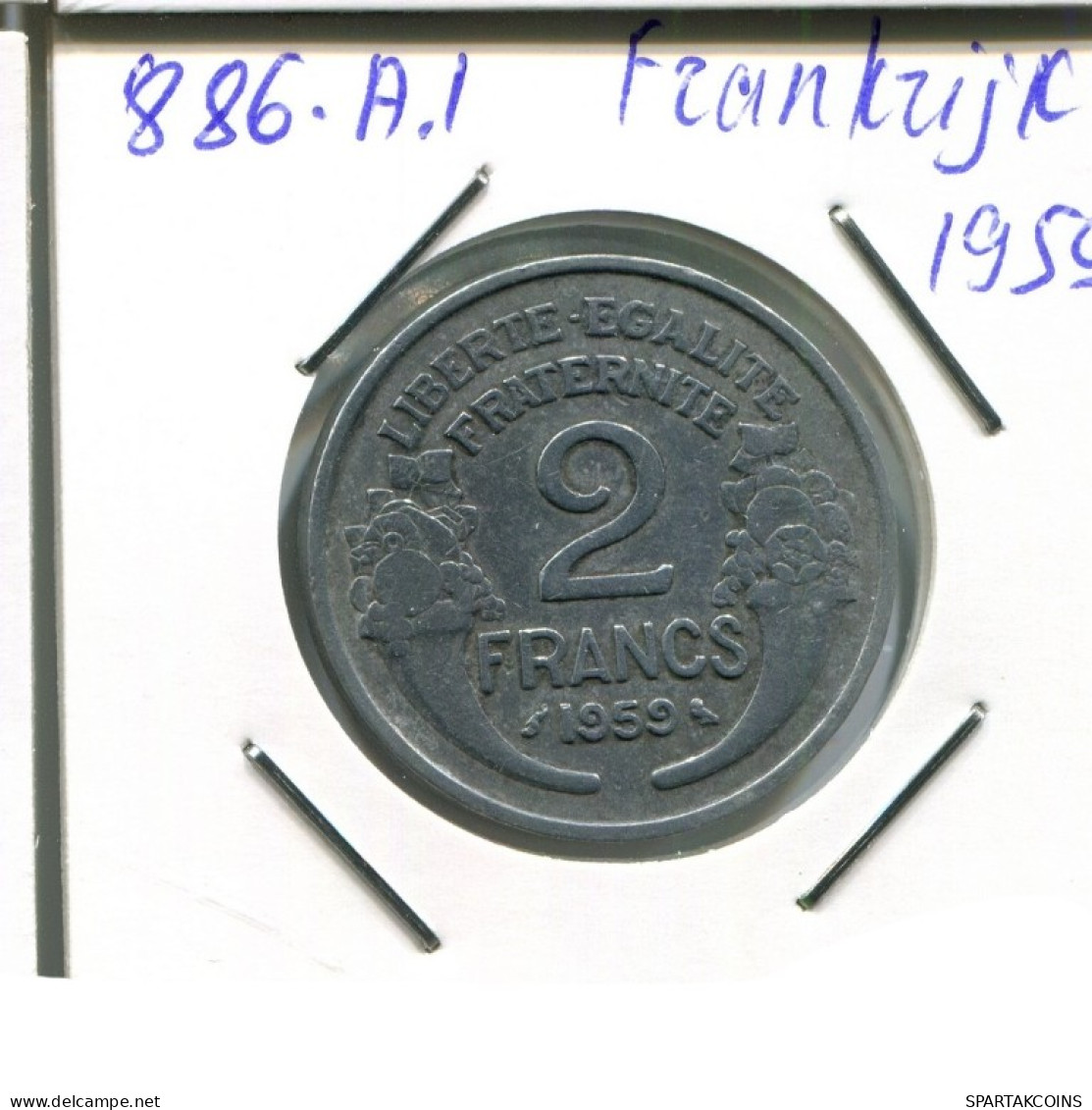 2 FRANCS 1959 FRANKREICH FRANCE Französisch Münze #AN363.D.A - 2 Francs