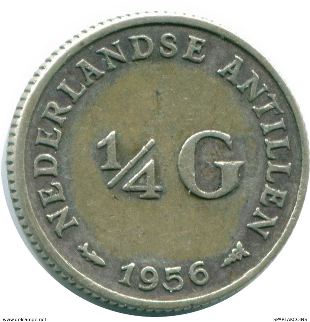 1/4 GULDEN 1956 ANTILLAS NEERLANDESAS PLATA Colonial Moneda #NL10953.4.E.A - Antille Olandesi